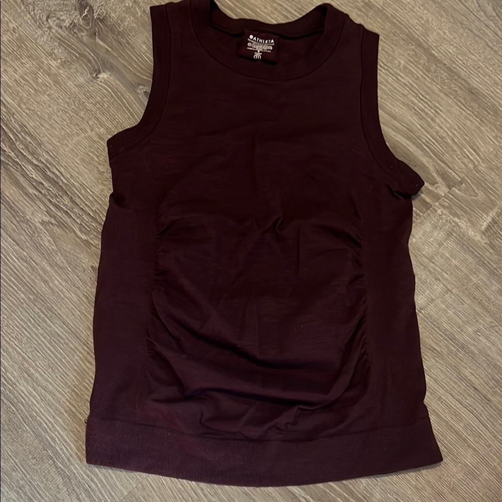 Athleta Red Ruched Sleeveless Tank Top